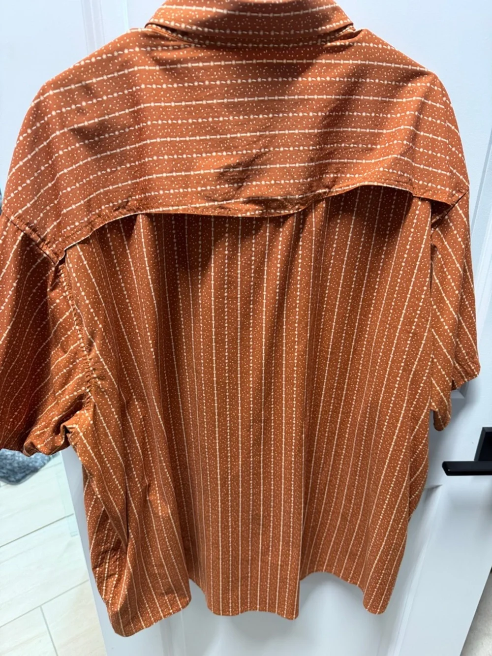 Rust Stripe Short-Sleeve Button-Up Shirt by RVCA - Picture 5 of 9